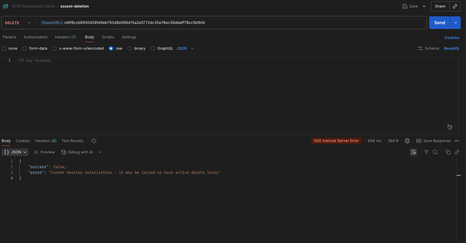 Notarization Destruction Fail due to lock